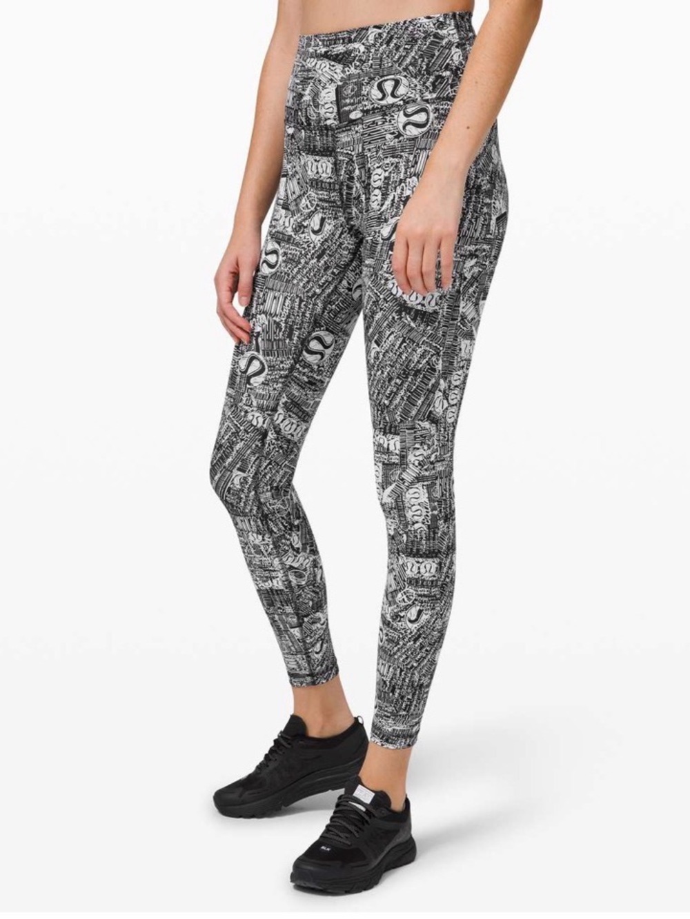 Lululemon Wunder Train High-Rise Tight 25" Tear It Up Alpine White Black size 8